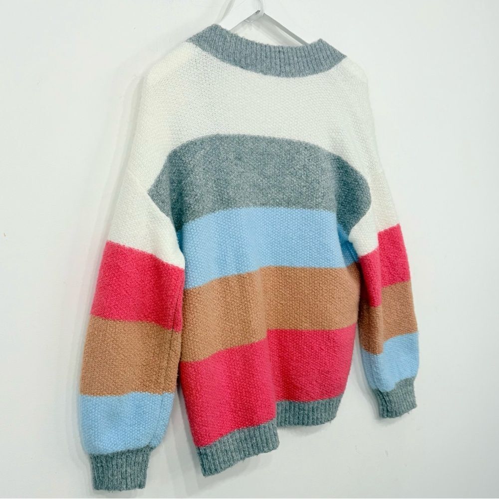 Thml Blue Orange Color Block Stripe Open Front Fu… - image 7